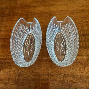 Vintage PRINCESS HOUSE Royal Highlights Lead Crystal (2) Spoon Holders